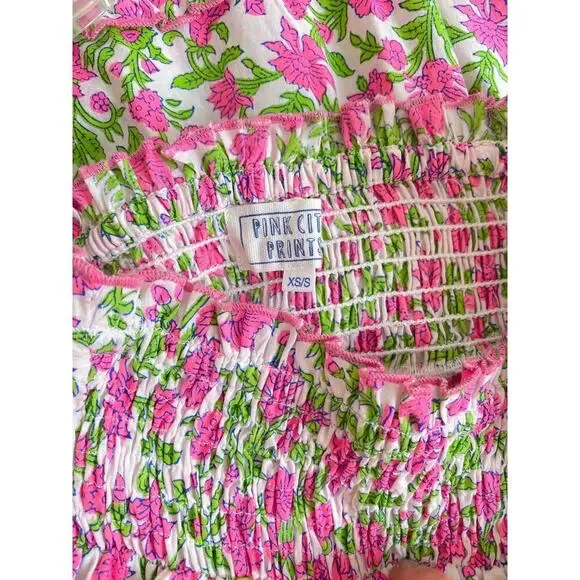 Pink City Prints Tuckernuck Rah Rah Skirt Smocked Floral Midi Maxi Candy Jaal - Picture 6 of 6